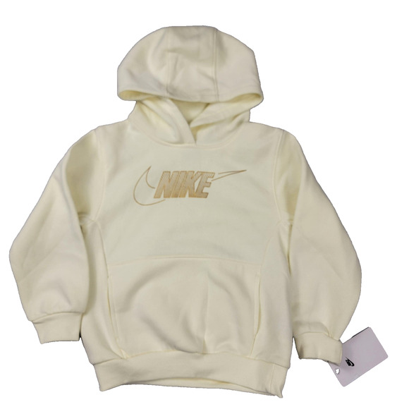 Nike Hoodie Girls Medium 5-6 Years Coconut Milk Pullover Swoosh Logo New (1141) - Picture 1 of 7